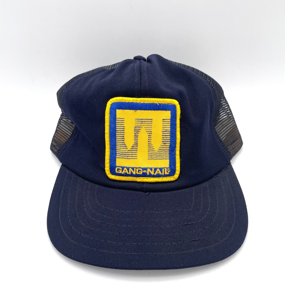 Gang-Nail Trucker Hat Men OS Navy Blue Good Vintage Mesh Snapback Patch